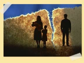 Conceptual image of torn family