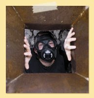 Image of man in gas mask